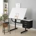White/Black Tiltable Tabletop Drawing Table with Stool and Drawer