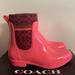 Coach Shoes | Brand New Coach Rivington Rubber Short Rain Boots 7 B/Narrow Fit/Size Up | Color: Red/Pink | Size: 7