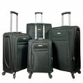 Set of 4 Luggage Nylon Lightweight 4 Wheel Spinner Trolley Travel Bag Suitcase Holiday Bag (Black)