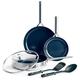 Blue Diamond Cookware Triple Steel Stainless Steel Ceramic Nonstick 6-Piece Cookware Pots and Pans Set, Includes Frying Pan Skillets Utensils, Tri-Ply, PFAS-Free, Multi Clad,Induction,Oven Safe,Silver