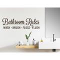 Trinx Bathroom Rules Wash Brush Floss Flush Cursive Wall Decal Vinyl in Brown | 6.5 H x 23 W in | Wayfair DA91DAA841E74A7FB664CEFAFC92B967