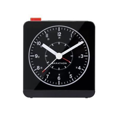 "Marathon Watch Analog Desk Alarm Clock w/Auto-Night Light Black CL030053-BK-BK-NA"
