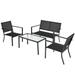 4 PCS Patio Furniture Set Outdoor Conversation Set with Coffee Table