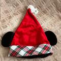 Disney Accessories | Disney Mickey Mouse Ear Santa Hat Official Christmas Buffalo Plaid | Color: Red | Size: Os