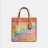 Coach Bags | Coach Field Tote 22 In Rainbow Signature Canvas | Color: Orange/Tan | Size: Os