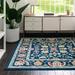 Blue/Orange 0.33 in Area Rug - Lark Manor™ Arenas Floral Blue/Yellow/Orange Area Rug Polypropylene | 0.33 D in | Wayfair