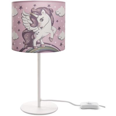 Paco Home - Kinderlampe Tischlampe Kinderzimmer, Einhorn Lampe, Mädchen Tischleuchte E14 Weiß, Pink