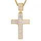 Chaîne glacée grande croix pendentif collier en acier inoxydable CZ croix colliers Bling cubique