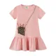 Robe rose pour filles sac imprimé vêtements d'été pour enfants manches courtes en coton mignon