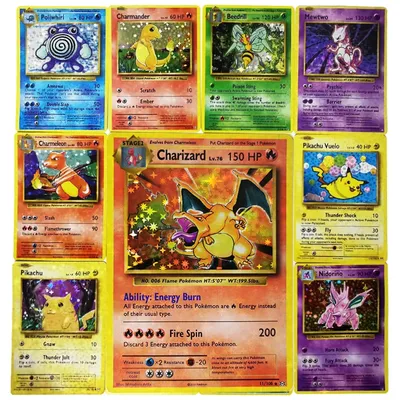 Cartes Pokémon Charizard Mewtwo carte Flash Trainer de base première édition anglaise collection