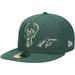 "Men's New Era Hunter Green Milwaukee Bucks 2021 NBA Finals Champions Icon 59FIFTY Fitted Hat"