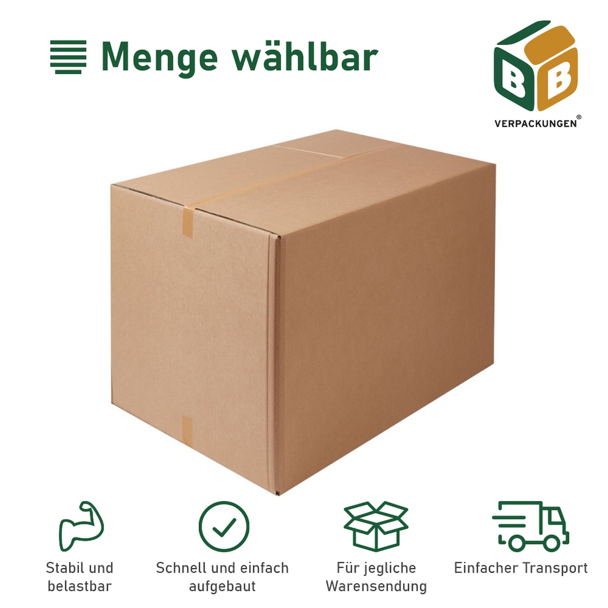 10 x Faltkarton (1185 x 785 x 750 mm) stabil 2-wellig Versandkarton Palettenkarton DHL Europalette Paket braun BB-Verpackungen Image