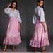 Anthropologie Skirts | Anthropologie Odessa Tie-Dye Ruffled Midi Skirt Small Embroidered Pink Purple | Color: Pink/Purple | Size: S