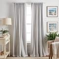 Martha Stewart Ticking Stripe Blackout Lining Rod Pocket/Back Tab Window Curtain Panel Pair, 84", White/Grey