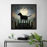 Red Barrel Studio® Moonrise Black Dog Labrador Lake (Square) By Ryan Fowler Print Canvas in Black/Green/Yellow | 27.5 H x 27.5 W x 2 D in | Wayfair