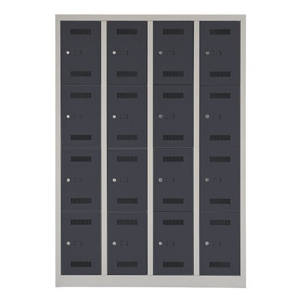 Bisley Schließfachschrank »MonoBloc™« 4x 30 cm Abteile mit je 4 Fächern grau, 118.3x170x50 cm