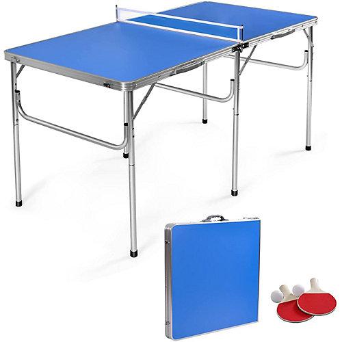 Tischtennisplatte klappbar mit 2 Schläger & 4 Bälle dunkelblau