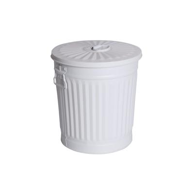 Jinfa Mülleimer mit Deckel, Ascheeimer, Abfallbehälter, Mülltonne, Papierkorb aus Metall. Weiß, Ø 36 cm, Höhe 36,5 cm 35