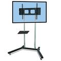 Allcam FS402 Premium Exhibition Stand for 43 to 65-inch LED/LCD TVs, Mount Size 800x400, Elegant Advertising Display Trolley with Large Chrome Poles & Black Glass Shelf