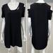 Michael Kors Dresses | Michael Kors Women’s Large Black Cold Shoulder Stretchy Draped Tunic Shift Dress | Color: Black | Size: L