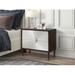 Nightstand Accent Table in Silver & Walnut Finish
