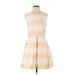 Gap Casual Dress - A-Line High Neck Sleeveless: Ivory Color Block Dresses - Women's Size 2