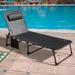 Sol 72 Outdoor™ Mayra 74" Long Reclining Single Chaise Lounge w/ Pillow & Bag, Portable Beach Lounger Metal in Black | Wayfair