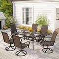 Lark Manor™ Alyah Rectangular 6 - Person 60" Long Outdoor Dining Set Metal in Black | 60 W x 35 D in | Wayfair 76FA067231104ADC9459735A1413CDAB