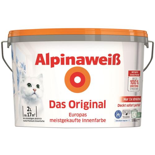 Alpina – weiß Das Original 2 l weiß matt Wandfarbe Deckenfarbe Innen