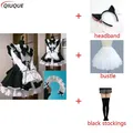 Robe de demoiselle d'honneur pour femmes longue robe noire et blanche tablier Lolita tenue de
