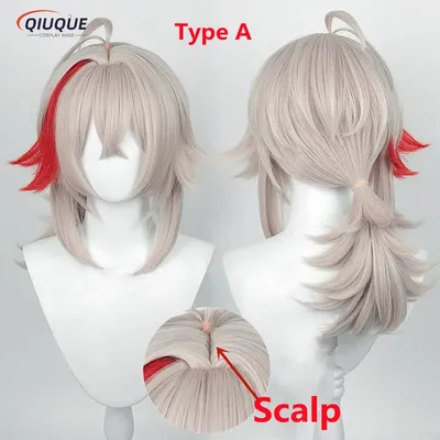 Kazuha Genshin Impact Cosplay Perruque Synthétique Coiffée Cheveux Degré de Chaleur Bonnet 46cm