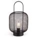 Gerson 45673 - 12.2" Black Metal Battery Operated LED Lantern with Timer (7.1"D x 12.2"H Black Metal Lantern with LED Bulb. 6 Hour Timer)