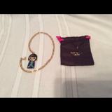 Kate Spade Jewelry | Kate Spade Asian Doll Kanpai Blue Kimono Girl Gold Tone Necklace | Color: Blue/Gold | Size: Os