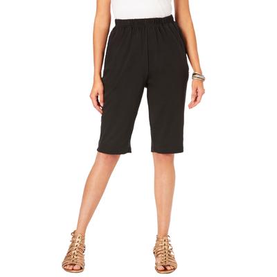 Plus Size Women's Soft Knit Bermuda Short by Roaman's in Black (Size 3X)