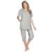 Plus Size Women's Capri Lounge Set by Dreams & Co. in Heather Grey (Size 22/24)