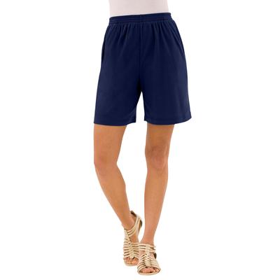 Plus Size Women's Soft Knit Short by Roaman's in Navy (Size 4X)