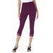 Plus Size Women's Lace-Trim Essential Stretch Capri Legging by Roaman's in Dark Berry (Size 22/24)