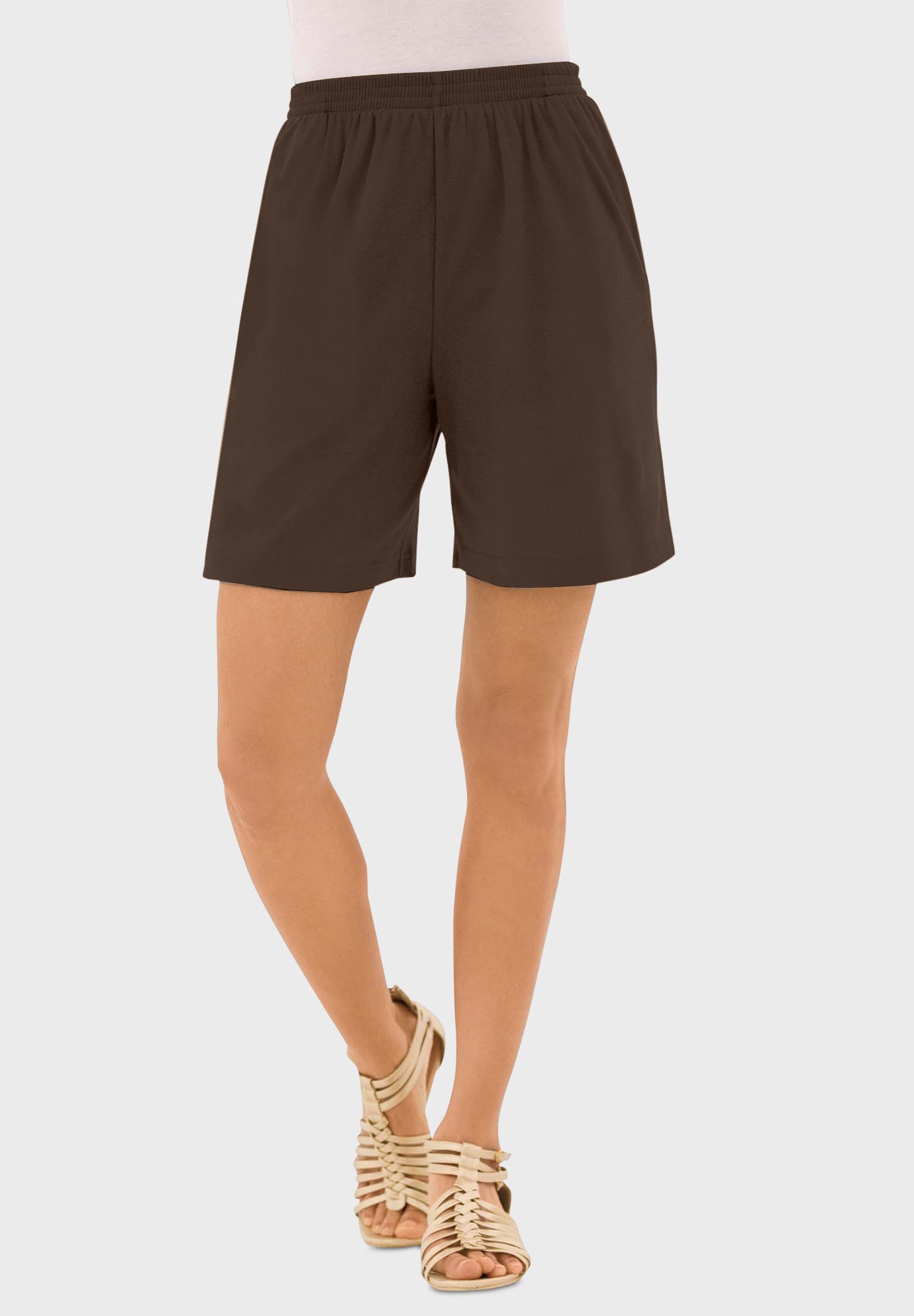 Plus Size Women's Plus Size Soft Knit Pull-On Short by Roaman's in Chocolate (Size 6X)