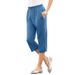 Plus Size Women's Soft Knit Capri Pant by Roaman's in Dusty Indigo (Size 2X)