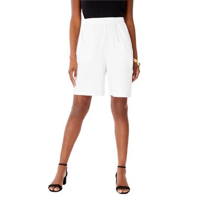 Plus Size Women's Soft Knit Short by Roaman's in White (Size 2X)