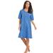 Plus Size Women's Short-Sleeve Sleepshirt by Dreams & Co. in Bluebell Nautical (Size 5X/6X)