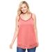 Plus Size Women's Lace-Trim V-Neck Tank by Woman Within in Sweet Coral (Size 38/40) Top