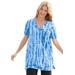 Plus Size Women's V-Neck Tie-Dye Tunic by Woman Within in Bright Cobalt Tie Dye (Size 5X)