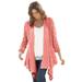 Plus Size Women's Open Front Pointelle Cardigan by Woman Within in Sweet Coral (Size 1X) Sweater