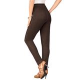 Plus Size Women's Skinny-Leg Comfort Stretch Jean by Denim 24/7 in Chocolate (Size 40 WP) Elastic Waist Jegging