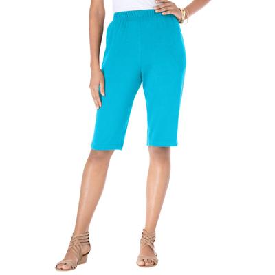 Plus Size Women's Soft Knit Bermuda Short by Roaman's in Ocean (Size 2X)