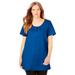 Plus Size Women's Perfect Short-Sleeve Scoop-Neck Henley Tunic by Woman Within in Bright Cobalt (Size 30/32)