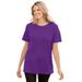 Plus Size Women's Thermal Short-Sleeve Satin-Trim Tee by Woman Within in Purple Orchid (Size 1X) Shirt