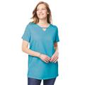 Plus Size Women's Perfect Short-Sleeve Keyhole Tee by Woman Within in Pretty Turquoise (Size 26/28) Shirt