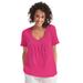 Plus Size Women's Crochet-Trim Knit Top by Woman Within in Raspberry Sorbet (Size 34/36) Shirt